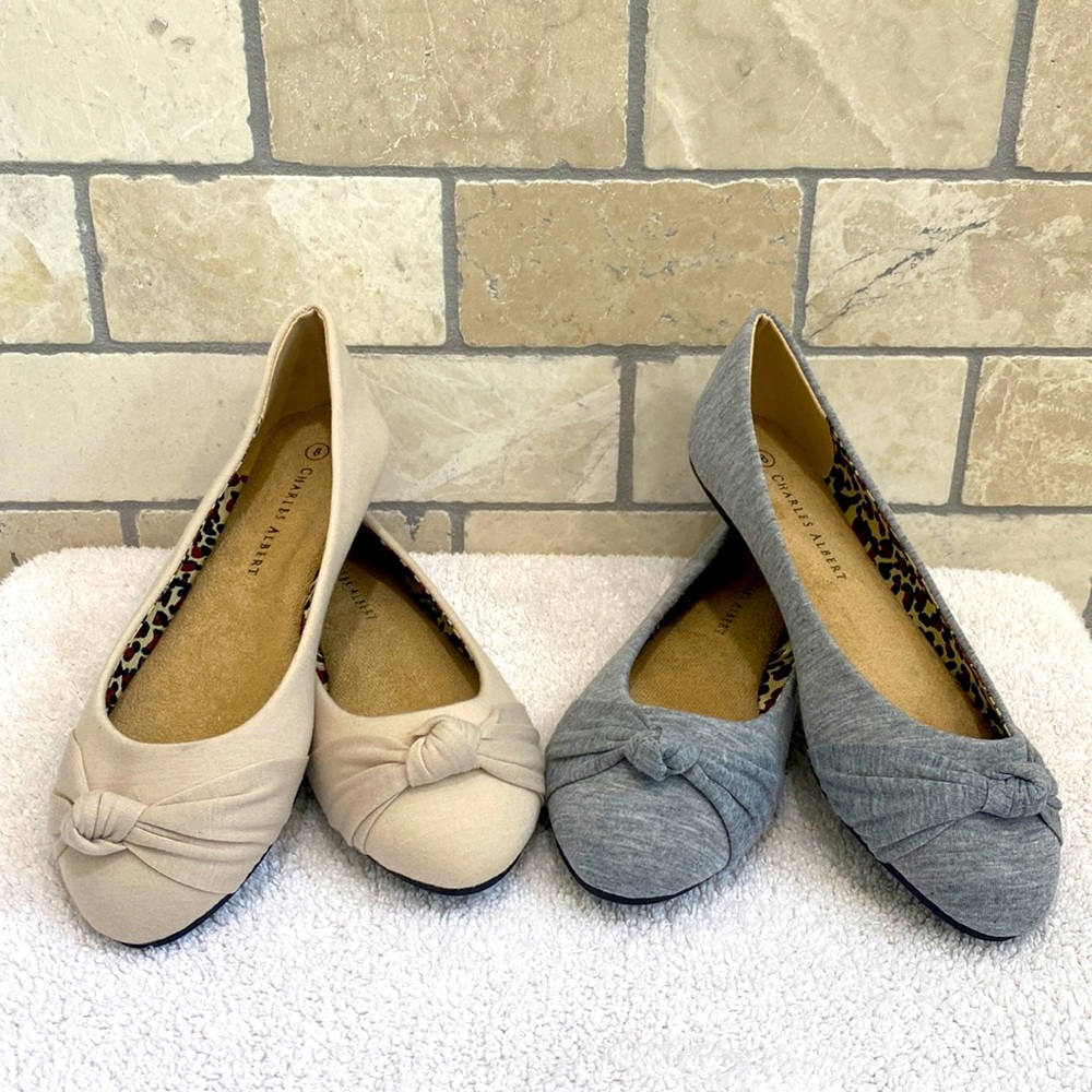 2 pairs of Women’s size 8 Charles Albert ballet flats.